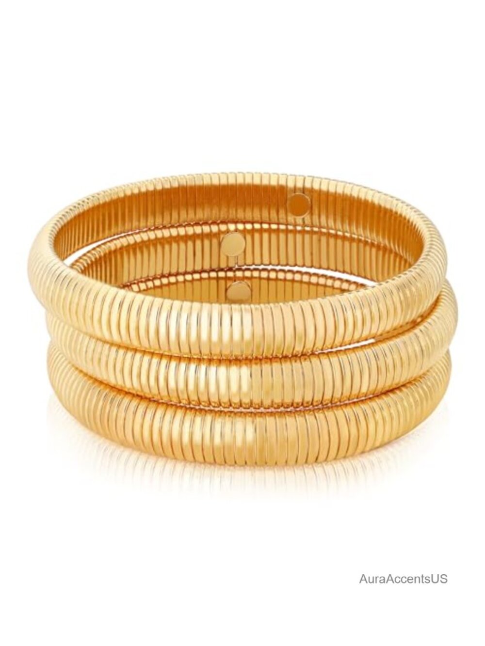 Chunky Gold Beaded Bangle Bracelet Set Stack for Women Men Stretchy Snake Link